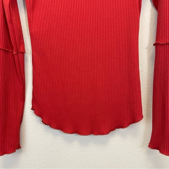 Culture Code Ribbed Long‎ Sleeve w/ Thumbholes Round Neck Tip Red Size M - Picture 6 of 10